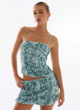 Alayna Sequin Top - Aqua