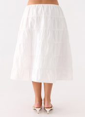 Aphira Tiered Midi Skirt - White