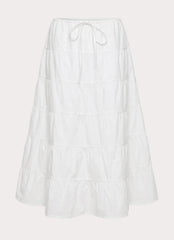 Aphira Tiered Midi Skirt - White