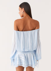 Eira Balloon Sleeve Mini Dress - Baby Blue
