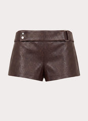 Kally PU Low Rise Shorts - Washed Brown