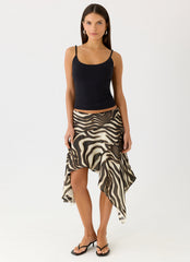 Kia Low Rise Asymmetrical Midi Skirt - Zebra