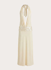 Kolisa Beaded Halter Maxi Dress - Cream