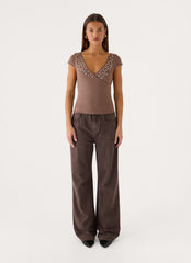 Ledger Jersey Top - Deep Taupe