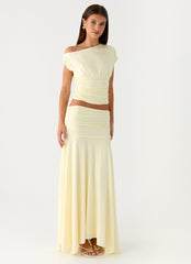 Liana Ruched Maxi Skirt - Yellow