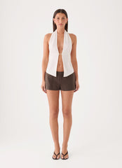 Lielle Linen Micro Short - Chocolate