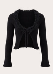 Luxa Faux Feather Top - Black