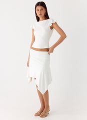 Maxina Asymmetrical Midi Skirt - White