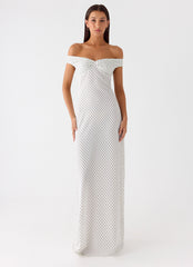 Melany Maxi Dress - White Polkadot