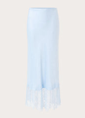 Merisso Lace Trim Maxi Skirt - Blue