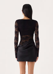 Michayla Lace Mini Dress - Black