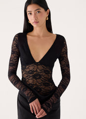 Michayla Lace Mini Dress - Black