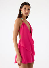 Nona Chiffon Mini Dress - Fuchsia