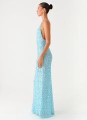 Ocean Views Sequin Maxi Dress - Blue