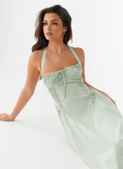 Olenna Halterneck Midi Dress - Sage