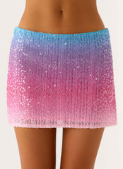 One More Time Sequin Knit Mini Skirt - Disco Ombre
