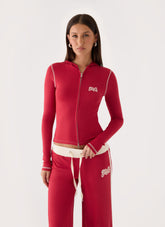 Paris Zip Up Hoodie - Red