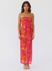 Rooftop Party Mesh Tube Top - Floral Sun