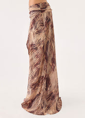 Renia Asymmetric Maxi Skirt - Golden Tiger