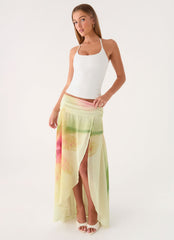 Sadona Asymmetric Maxi Skirt - Soft Lily