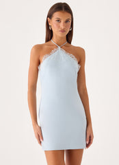 Samaria Halter Mini Dress - Blue