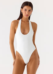 Set The Scene Halter Bodysuit - White