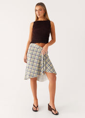 Shes a Lady Midi Skirt - Cedar Check