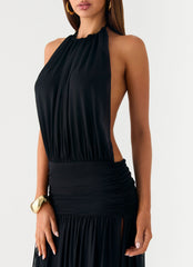 Solena Halter Neck Maxi Dress - Black