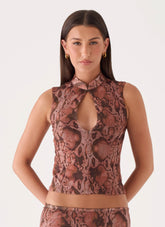 Strike First Keyhole Top - Snake Print