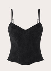 Sugar And Spice Faux Suede Corset Top - Black