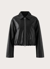 Sydney Faux Leather Bomber - Black
