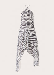 Tunelia Asymmetric Midi Dress - Zebra