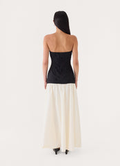 Valette Lace Maxi Dress - Ivory/Black