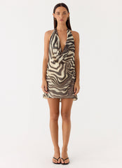 Varindra Cowl Mini Dress - Zebra