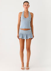 Vegas Nights Halter Neck Top - Blue