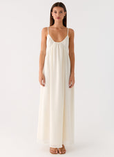 Whisperlight Chiffon Scooped Neck Maxi Dress - White