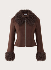 Wild Hide Faux Suede Jacket - Chocolate