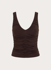 Zeraphine Gathered Top - Chocolate