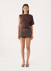 Zoee Asymmetrical Top - Chocolate