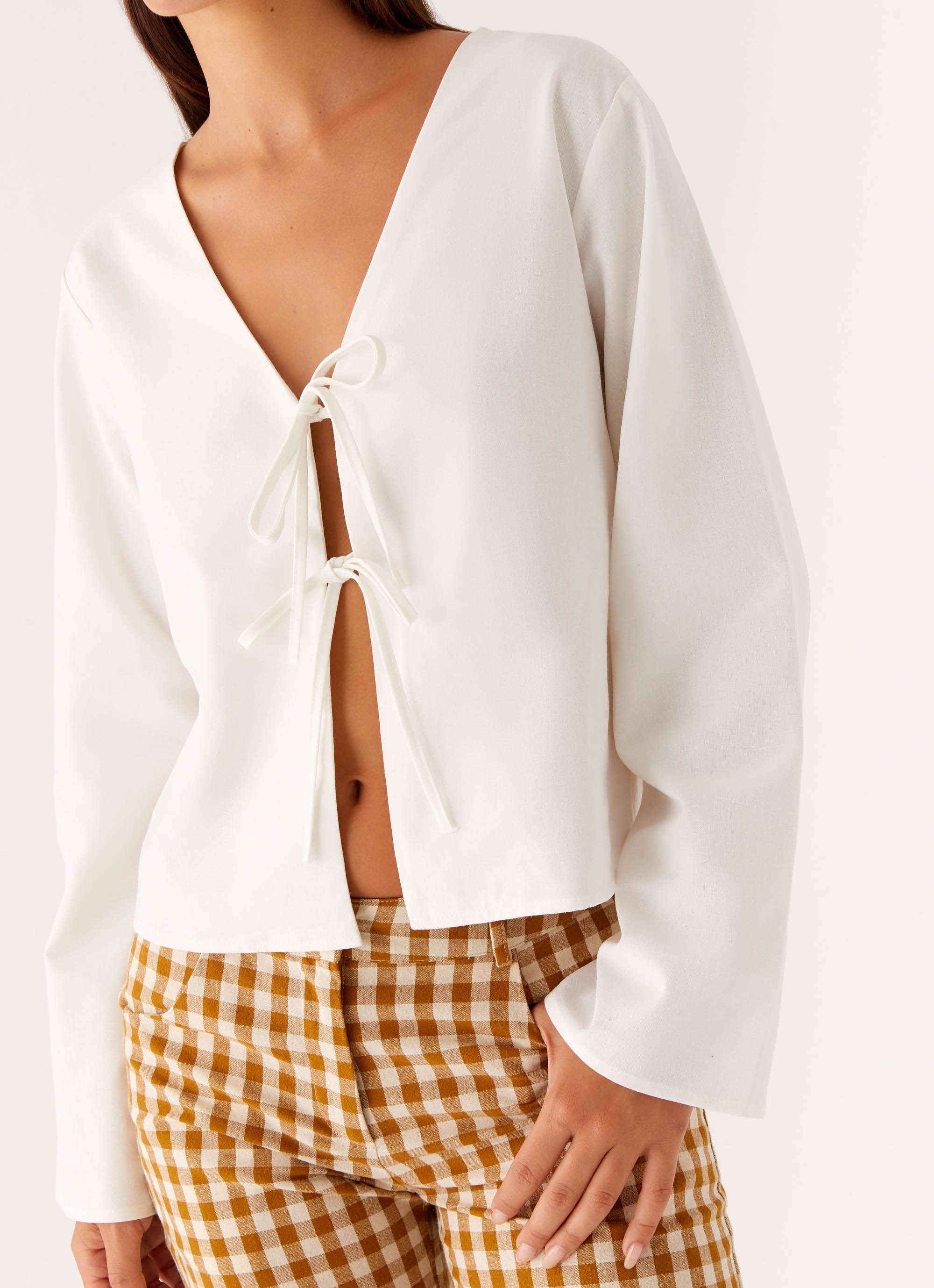 Isabelle Tie Front Top - White