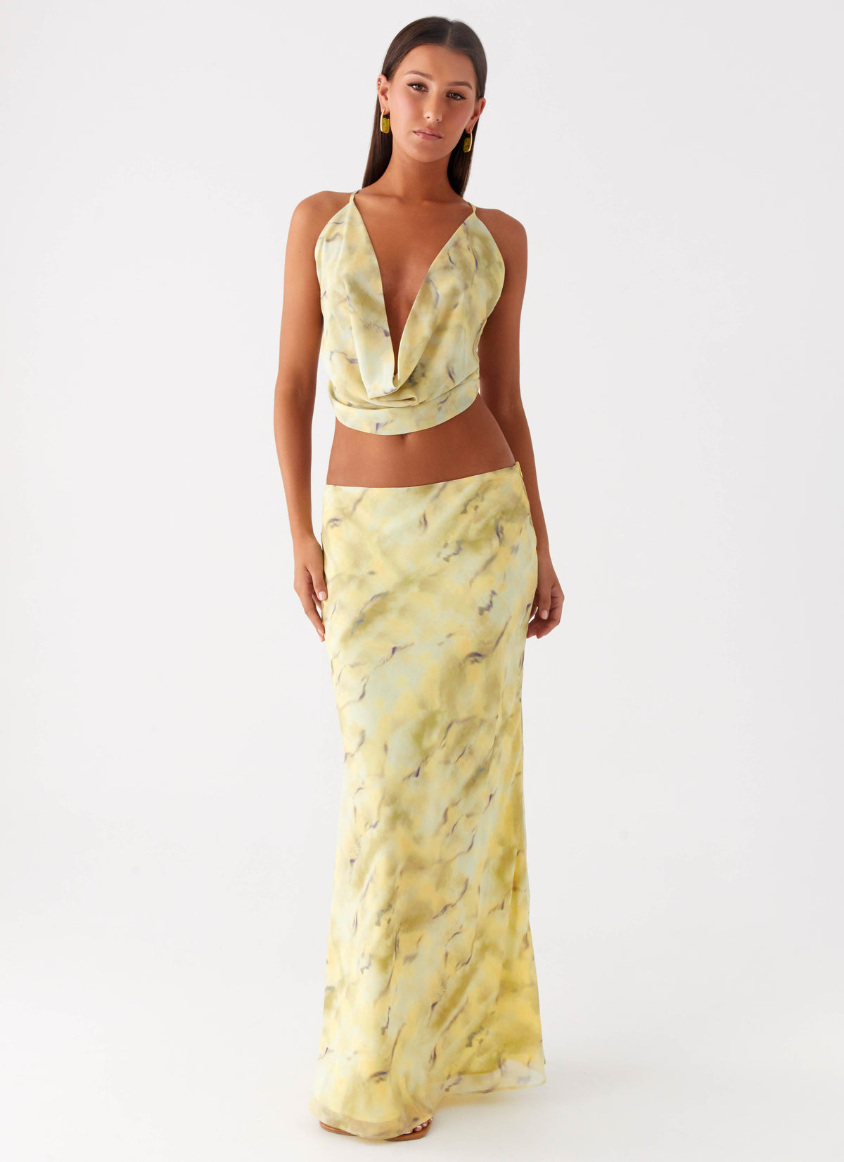 Kylo Low Rise Maxi Skirt - Yellow Tie Dye