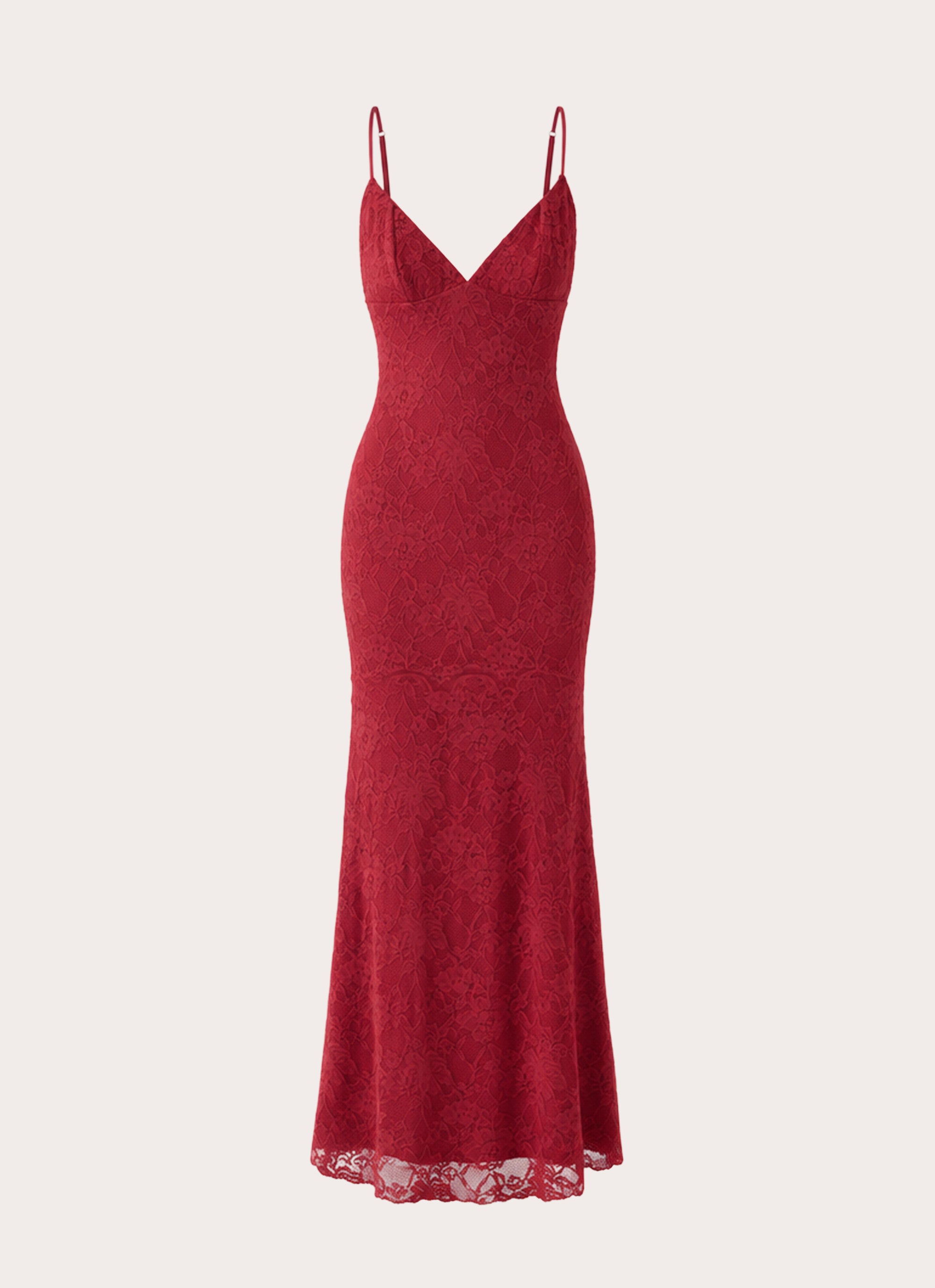 Lacey Dream Lace Maxi Dress - Fire Red