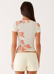 Late Night Mesh Baby Tee - Siena Floral
