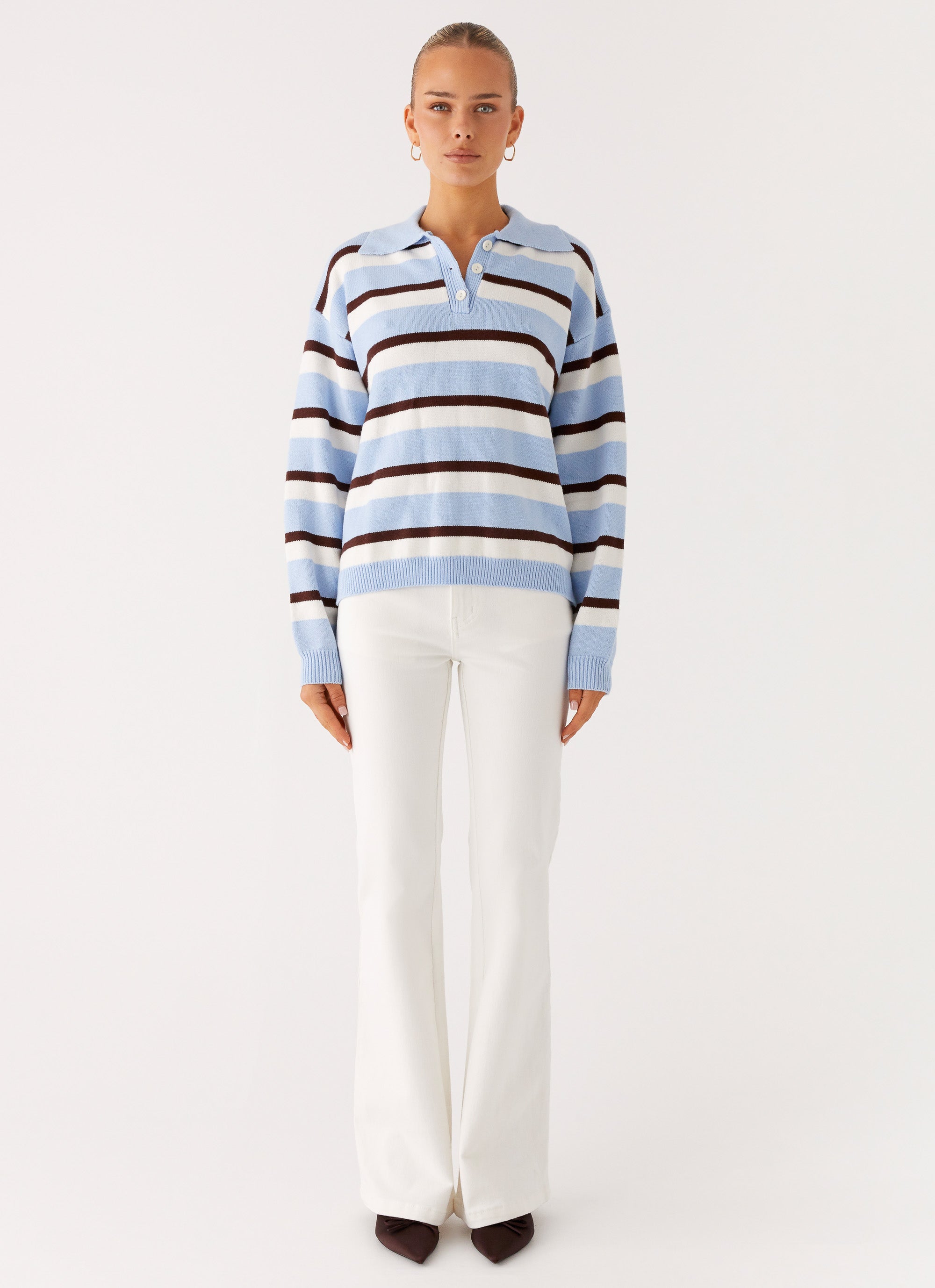 Liana Striped Polo - Blue Stripe