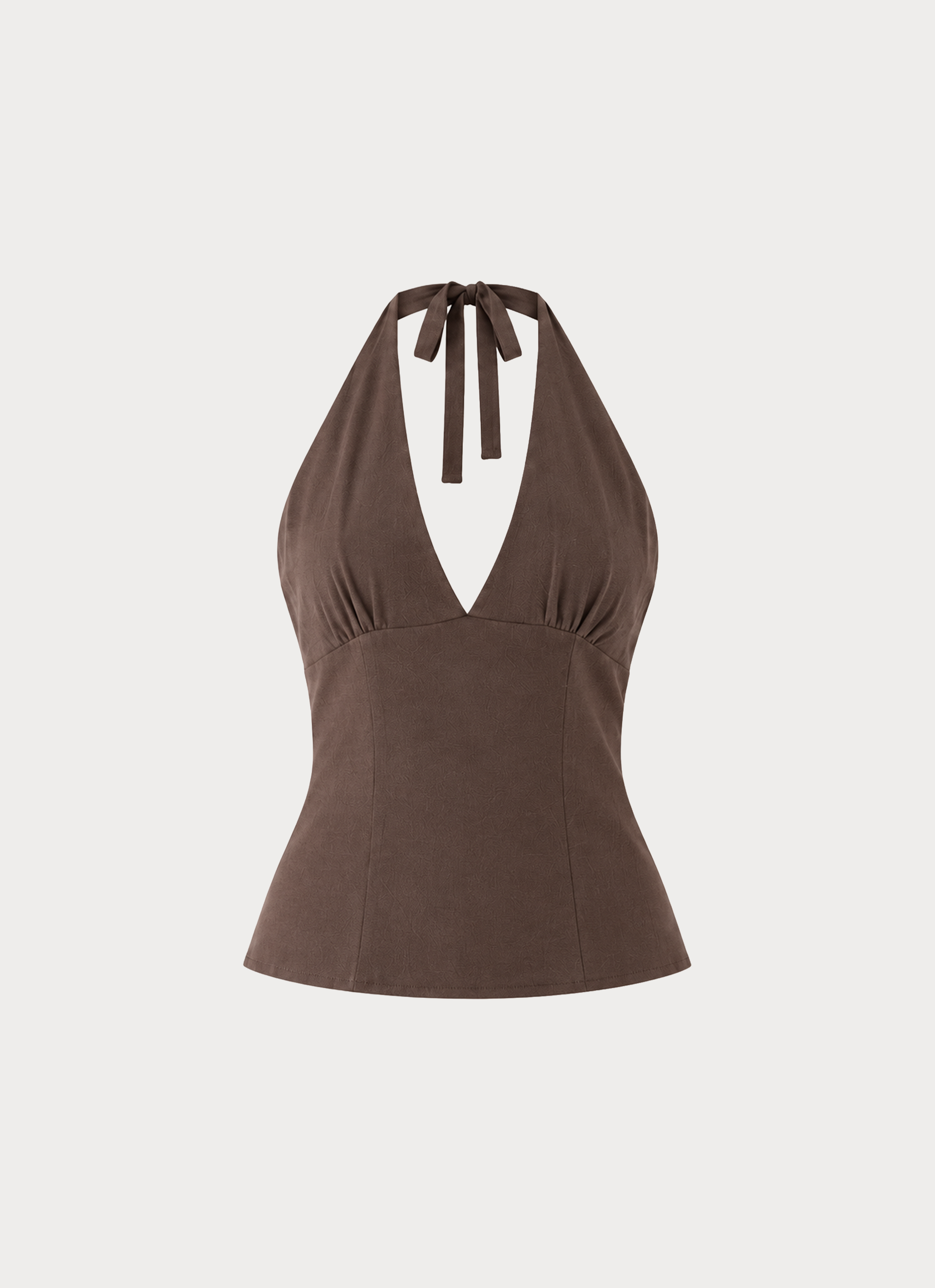 Lielle Linen Halter Top - Chocolate