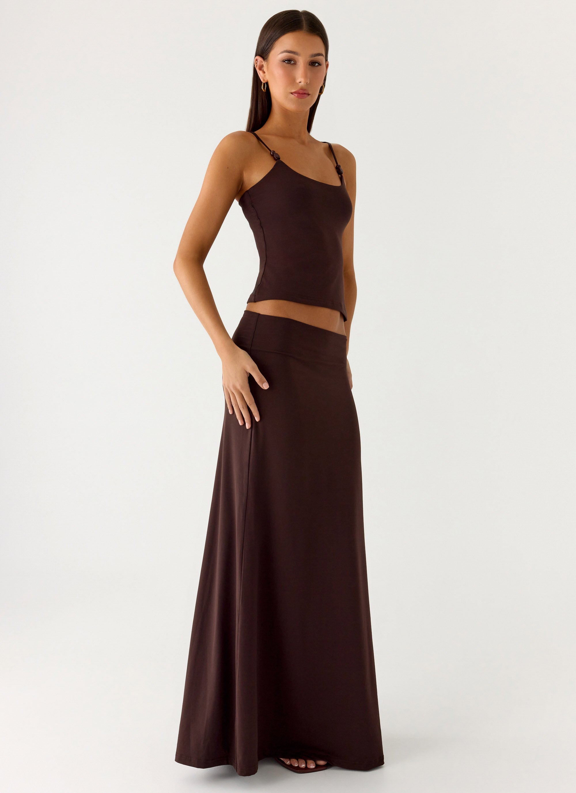 Like A Flower Maxi Skirt - Chocolate