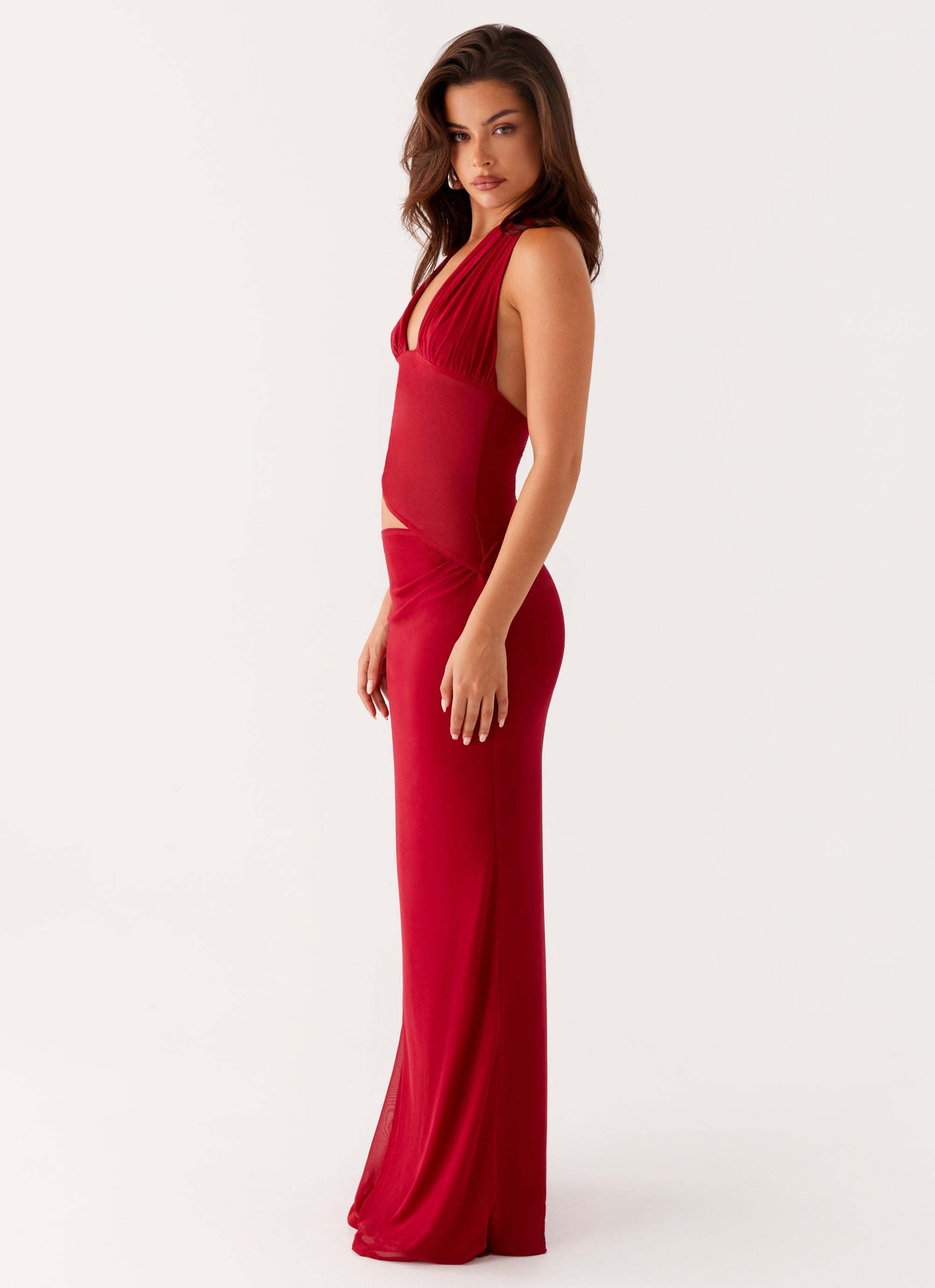 Main Act Halter Maxi Dress - Raspberry