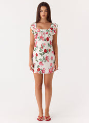 Malina Mini Dress - Ivory Bloom