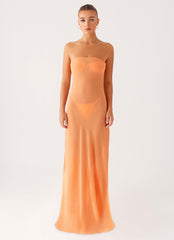 Mattie Strapless Maxi Dress - Orange