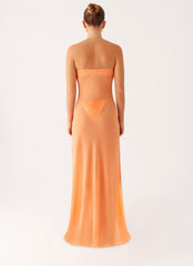 Mattie Strapless Maxi Dress - Orange